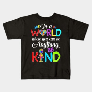 in a world where you can be anything be kind autism puzzle T-Shirt Kids T-Shirt